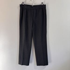Lafayette 148 New York Pants M Charcoal Gray Pull On Straight Leg Trousers Knit